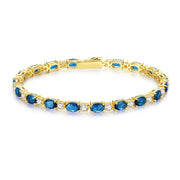 Glamour Radiance December Birthstone Fancy Cut Tennis Blue Topaz Sterling Silver Bracelet