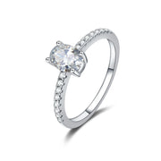 Hidden Halo Oval Cut Sterling Silver Ring