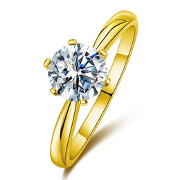 Classic Round Cut Solitaire Moissanite Sterling Silver Ring