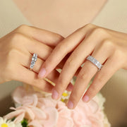 Fivefold Radiance Round Cut Moissanite Sterling Silver Ring