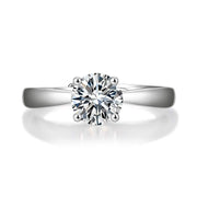 Classic Round Cut Solitaire Moissanite Sterling Silver Ring