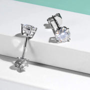 2cttw Dainty Solitaire Moissanite 14K White Gold Stud Earrings