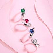 Classic Round Cut Solitaire Moissanite Sterling Silver Ring