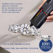 Fivefold Radiance Round Cut Moissanite Sterling Silver Ring