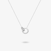 Roman Time Interlocking Circle Couples Sterling Silver Necklace