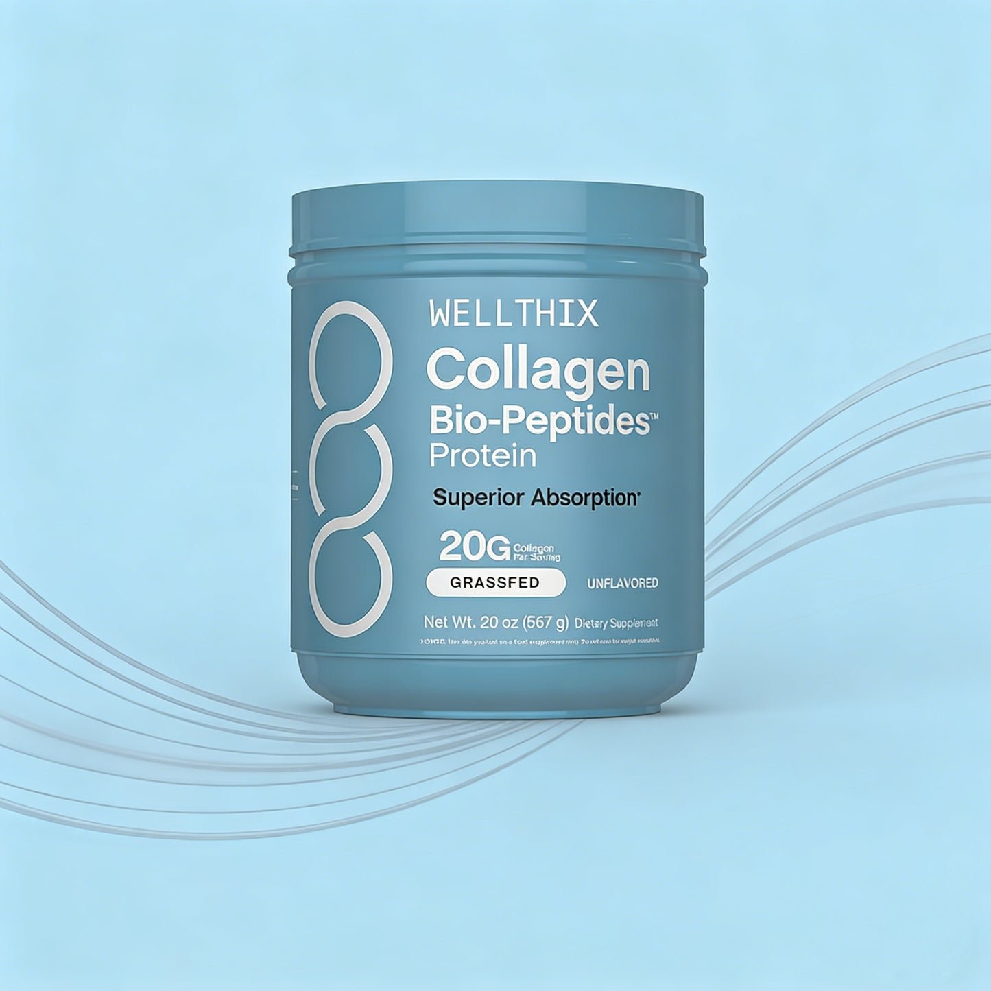 Collagen Biopeptide Powder 20 oz - Grass-fed Protein - Premium Formula with 18 Essential Amino Acids