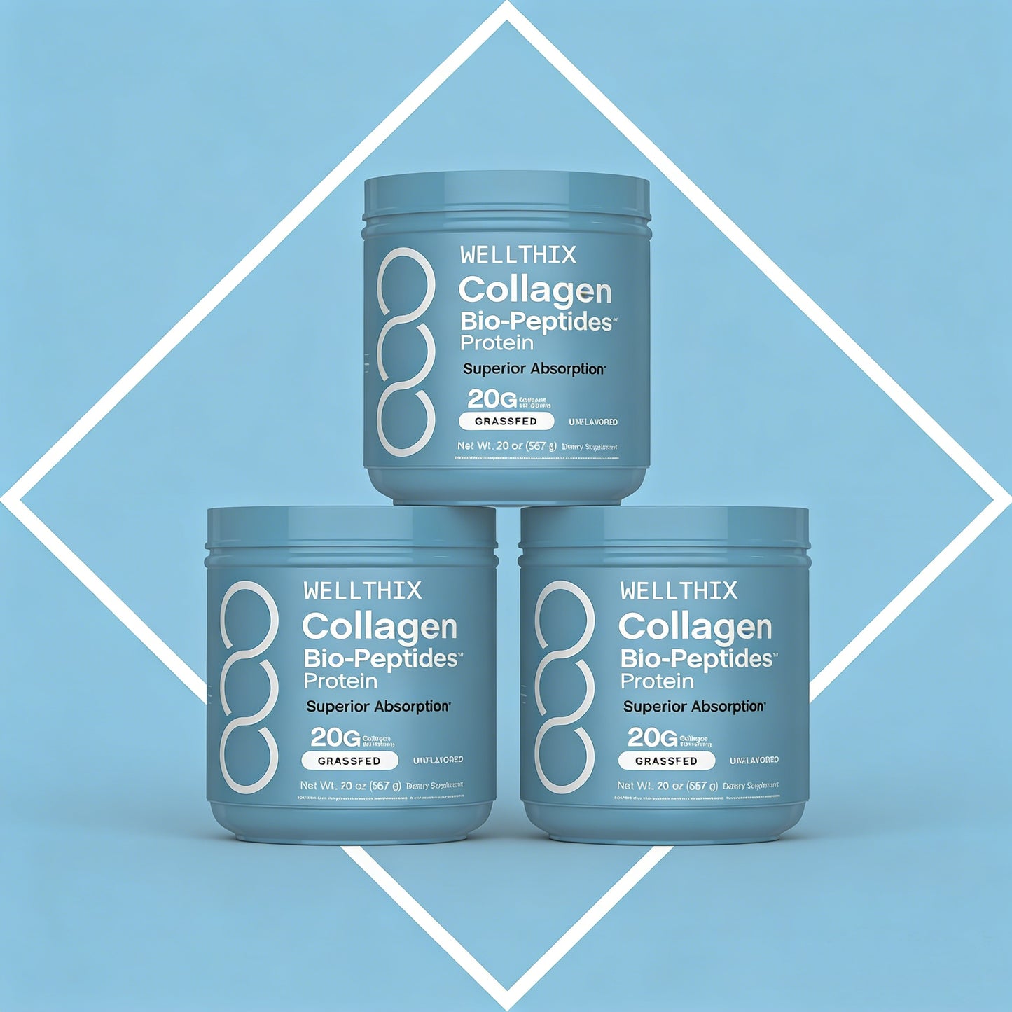 Collagen Biopeptide Powder 20 oz - Grass-fed Protein - Premium Formula with 18 Essential Amino Acids