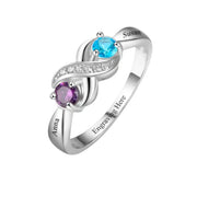 Couple's Dual Birthstone 925 Silver Ring, Inlaid with Your Exclusive Birthstones