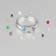 Couple's Dual Birthstone 925 Silver Ring, Inlaid with Your Exclusive Birthstones