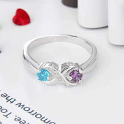 Couple's Dual Birthstone 925 Silver Ring, Inlaid with Your Exclusive Birthstones