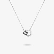 Roman Time Interlocking Circle Couples Sterling Silver Necklace