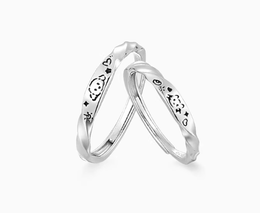Cat and dog couple ring set